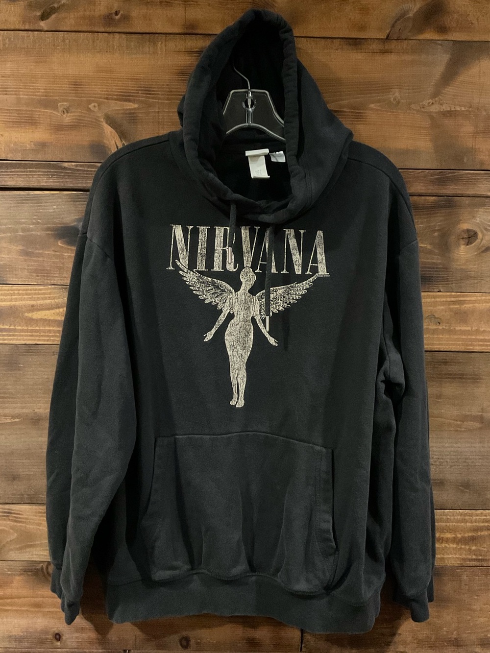 H&M NIRVANA Black Graphic Hoodie - Women’s Oversized Band Hoodie Medium